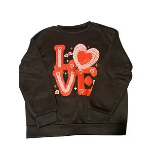 October Love Black Sweater with Red and Pink Graphic